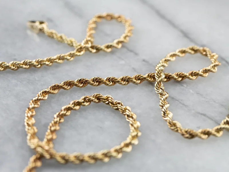 Ladies necklaces proposal surprises-14K Gold Twisted Rope Chain Necklace