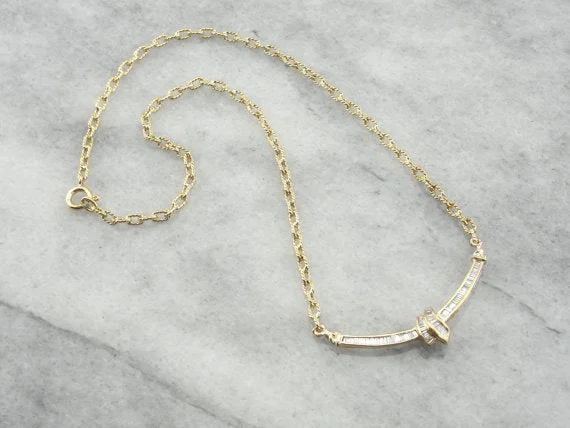 Ladies necklaces luxury brands-Contemporary Baguette Cut Diamond Necklace