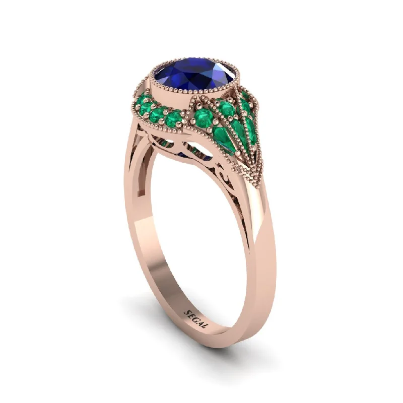 Ladies engagement rings classic designs-Emerald Vintage-Inspired Besel Engagement Ring - Makenzie No. 29