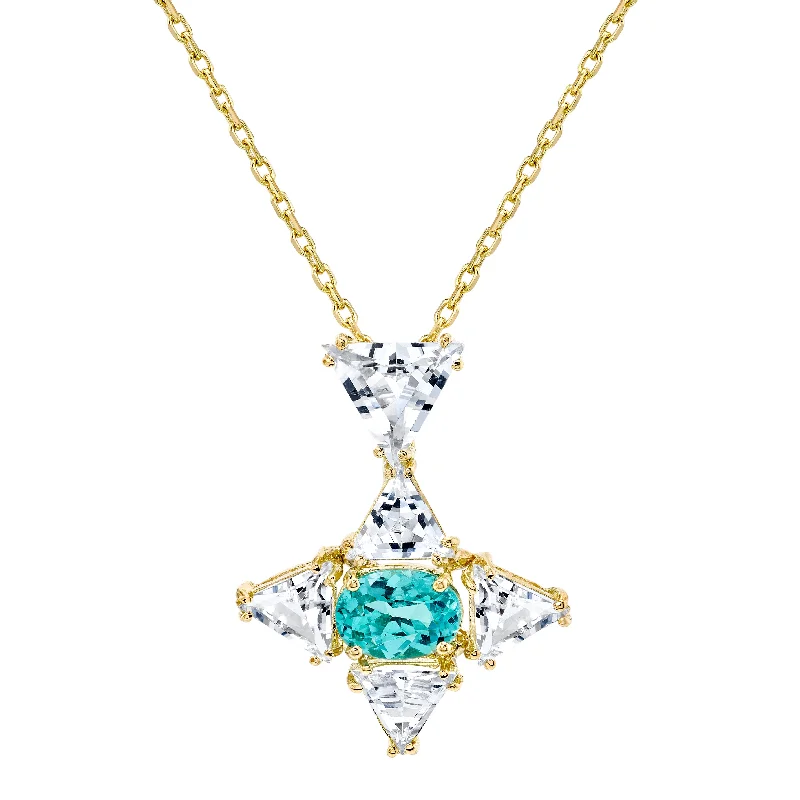 Ladies necklaces multi-layer-Aqua Apatite Starlight Pendant Necklace