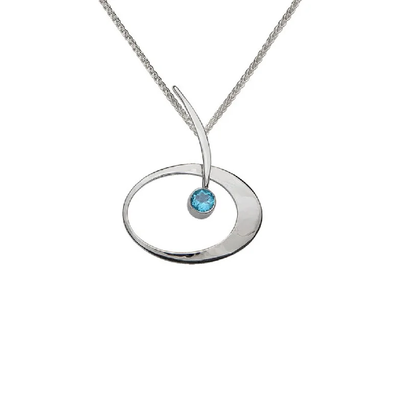 Ladies necklaces popular brands-Blue Topaz Sterling Silver Pendant Necklace