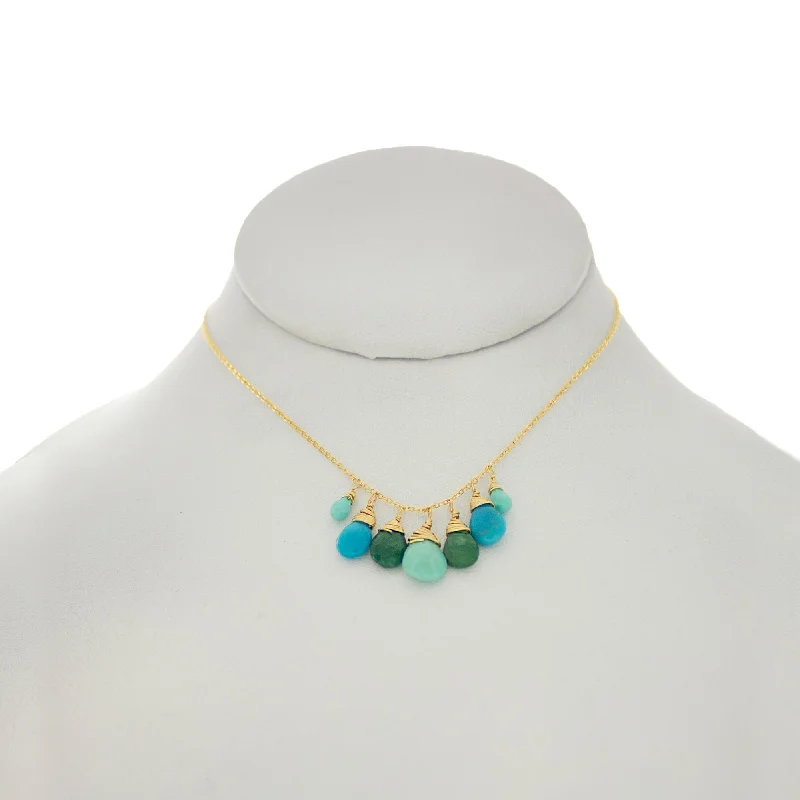 Ladies necklaces limited editions-Arizona Blue - Turquoise and Emerald Drops Necklace