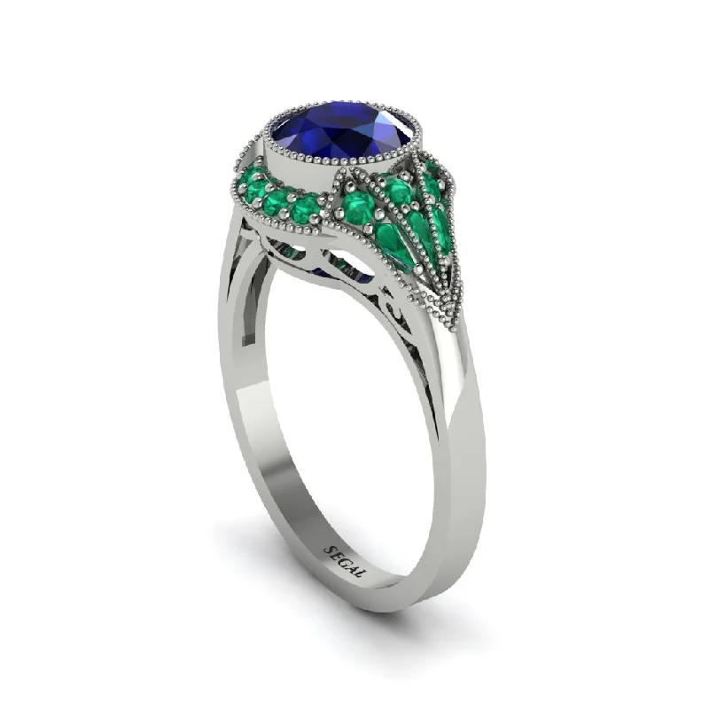 Ladies engagement rings platinum options-Emerald Vintage-Inspired Besel Engagement Ring - Makenzie No. 30