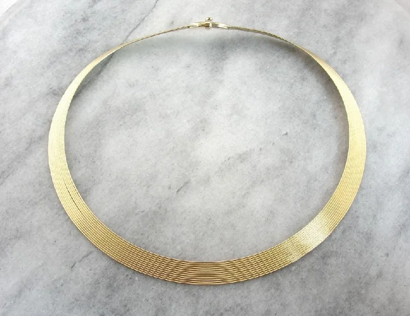 Ladies necklaces custom options-Reversible Italian Gold Collar Necklace, Vintage