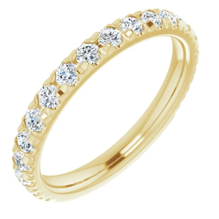 Ladies rings European flair-14K Yellow 3/4 CTW Natural Diamond French-Set Anniversary Band