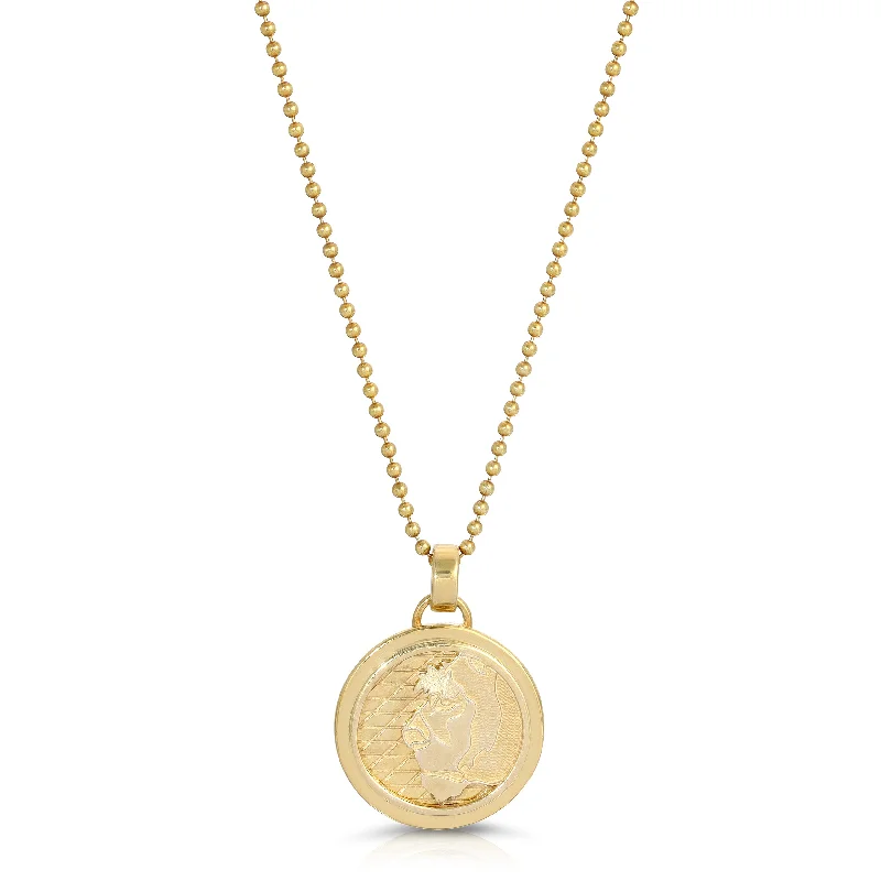 Ladies necklaces delicate strands-Lioness Coin Necklace, Medium