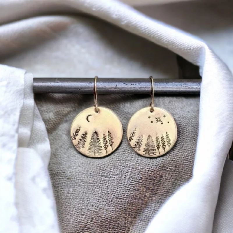 Ladies earrings holiday gifts-Beautiful Gold Starlit Tree Earrings