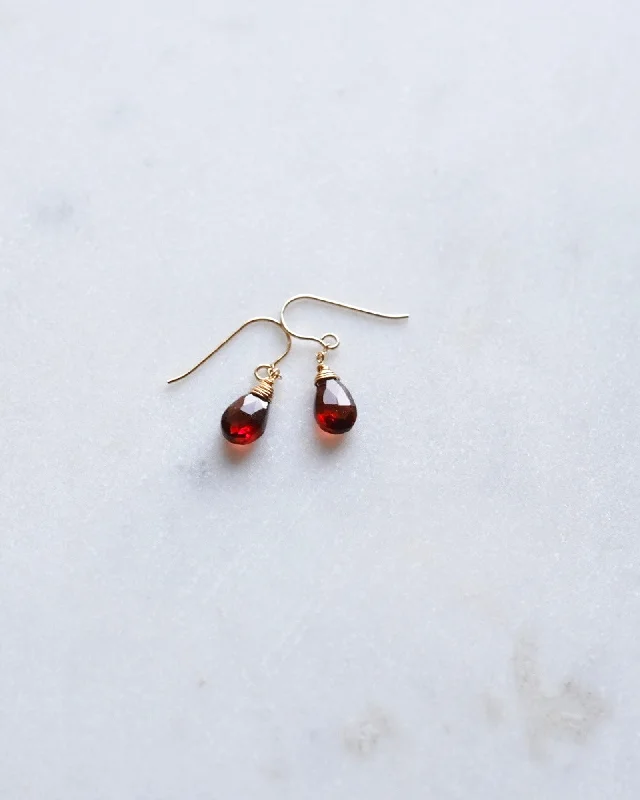 Ladies earrings statement pieces-Garnet drop earrings