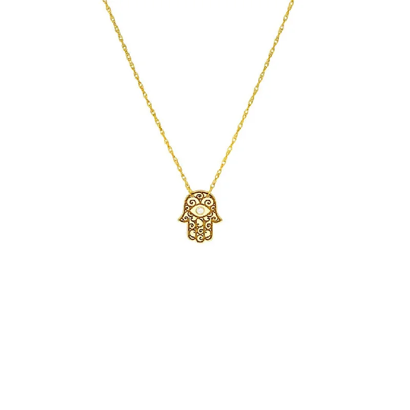 Ladies necklaces social media trends-Diamond Hamsa Necklace