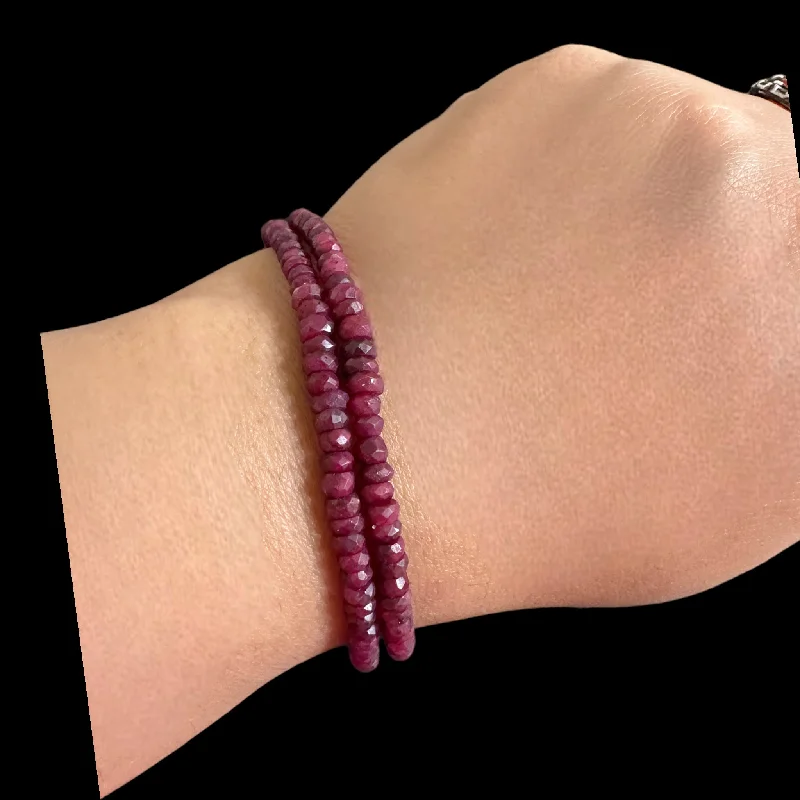 Ladies bracelets handmade designs-Ruby beads bracelet ( SHIPS IN 4 WEEKS )