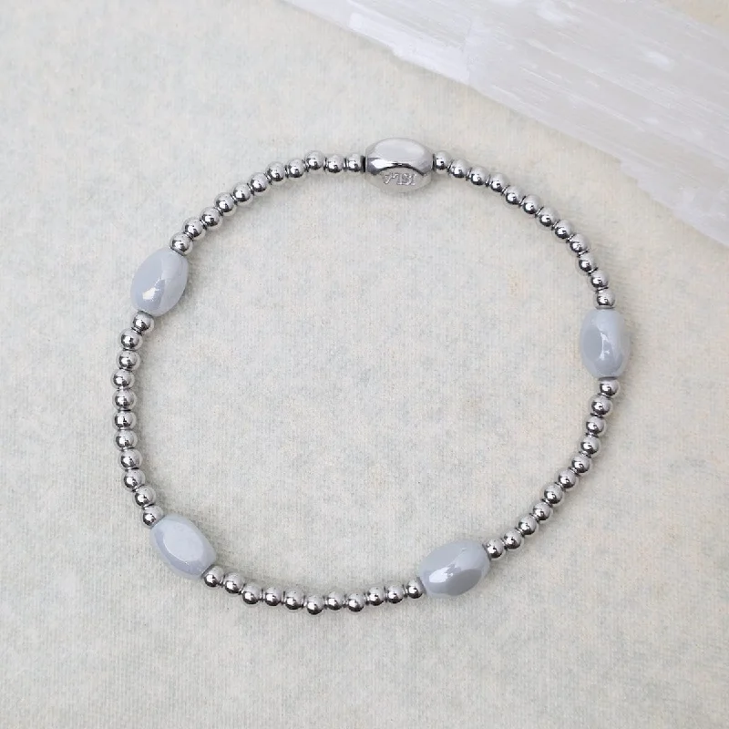 Ladies bracelets gift choices-Here & There Pop Of Color Bracelet in Glacier Grey & Stainless Steel