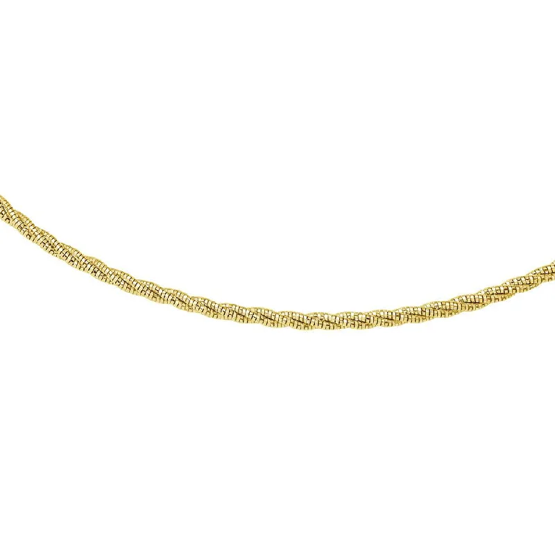 Ladies rings custom designs-Gold Plated 925 Sterling Silver Layer Twisted Omega Spring Chain Gold Plated 3mm - CH912 GP