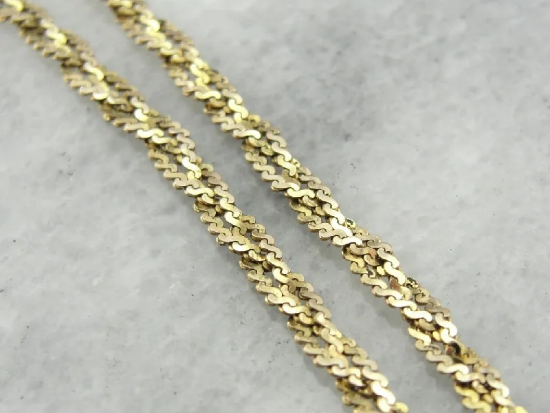 Ladies necklaces Christmas styles-Fancy Yellow Gold Braided Chain Necklace