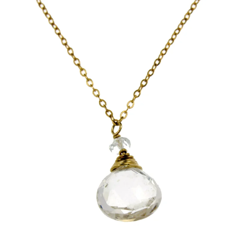 Ladies necklaces e-commerce sites-White Topaz One Drop Necklace