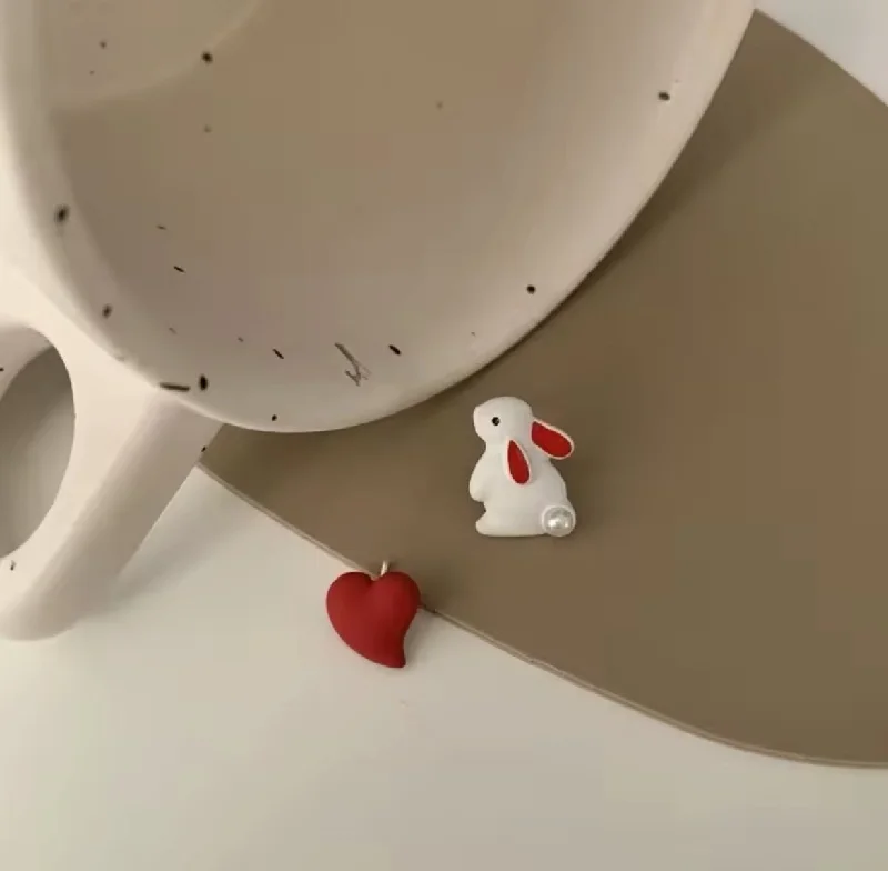 Ladies earrings unique designs-Adorable Heart and Bunny Earrings