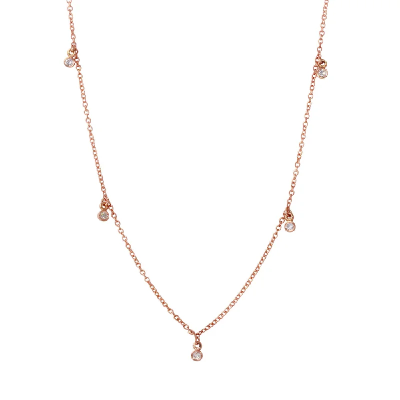 Ladies necklaces white gold-Five Diamond Necklace