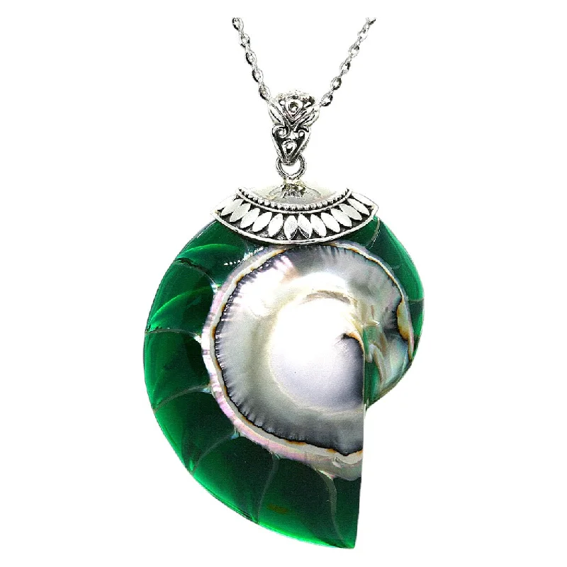 Ladies necklaces 2025 trends-Green Natural Nautilus Pearl Shell Necklace