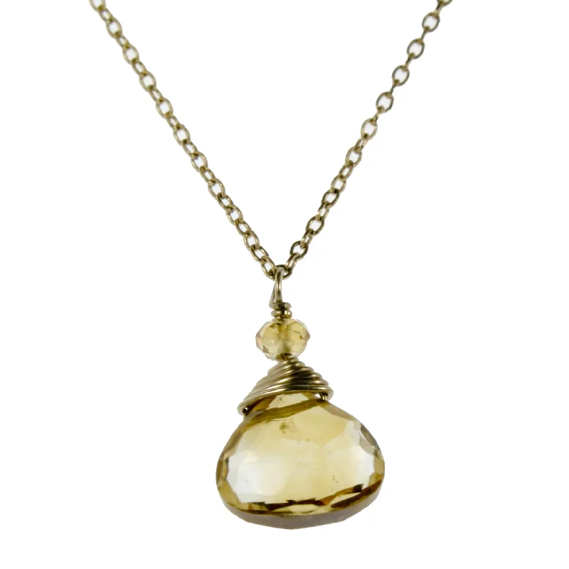 Ladies necklaces wedding styles-Citrine One Drop Necklace