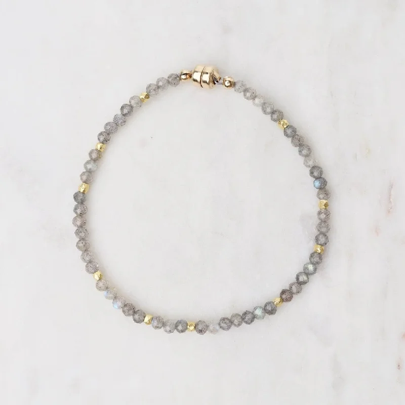 Ladies bracelets wedding styles-Single Strand Labradorite Magnetic Bracelet